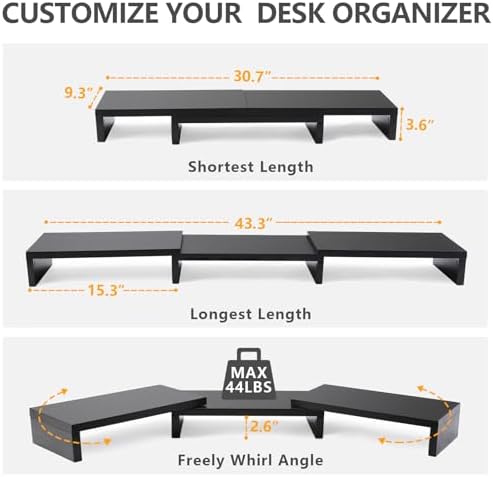 TAVR Monitor Stand Riser, Office Desktop Organizer Stand for 2 Monitors - Image 3