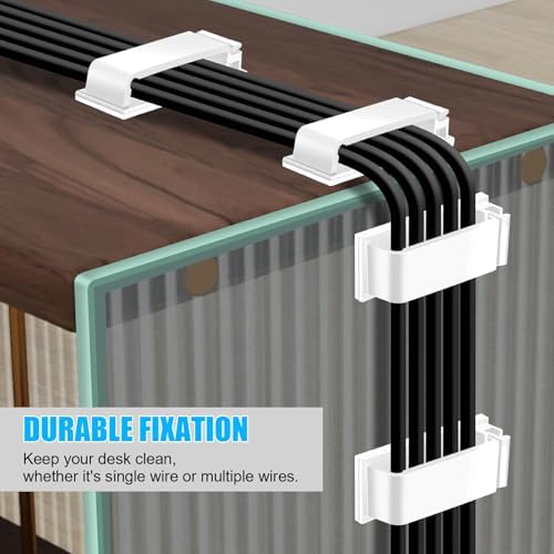 XHF 80 PCS Self Adhesive Cable Clips(XL) White,Wire Clips Cable Management Wire Organizer Cord Holder for Under Desk, Car, Wall, TV PC Ethernet Cable - Image 4