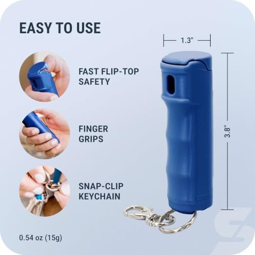 SABRE Pepper Spray with Fast Flip-Top Safety & Snap‑Clip Keychain for Self Defense - Maximum Police Strength OC with UV Marking Dye, 10‑Sec. Spray, 14-ft Range, Finger Grip, Made in USA, 0.54 fl oz - Image 6