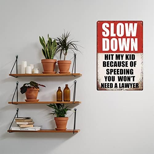Slow Down Signs Children At Play Safety Signs For Street Caution Warning Kids Playing Safety Tin Sign Speed Limit Crossing Guard Stop Children Playing Yard Road Visual Signal Slow Down Hit My Kid - Image 6