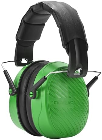 PROHEAR 038 Ear Protection Safety Earmuffs for Mowing, 28dB Noise Reduction Passive Hearing Protector, Compact Foldable Headset for Shooting Construction Power Tools, Green by PROHEAR