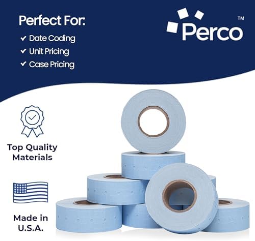 Perco 1 Line Blue Labels - 8,000 Blank Price and Date Gun Labels for Perco Lite, X, Plus and Pro 1 Line Price and Date Guns- 8 Rolls, 1 Sleeve - Made in USA - Image 4