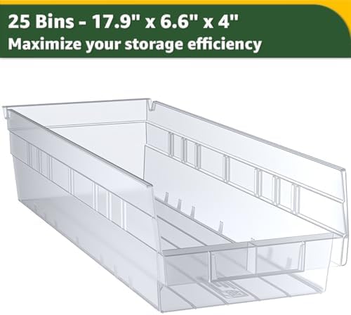 18" x 36" x 74" Heavy-Duty Commercial Chrome Shelving Unit with 25 Clear Storage Bins - Metal Wire Utility Shelf for Tool, Office, Garage, and Warehouse Organization - Durable Storage Cabinet - Image 3