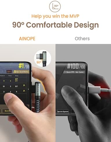 AINOPE Short USB C to USB C Cable 1.5FT 1 Pack 60W Fast Charging Nylon Braided Type C Cable for iPhone 15 Pro Max Plus Samsung Power Bank Travel Essentials - Image 6