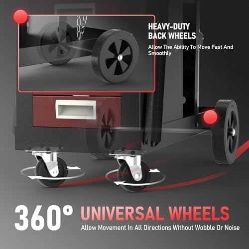 YESWELDER Welding Cart with 4 Red Drawers, Dual Cylinder Slots, 245 lb - Image 7