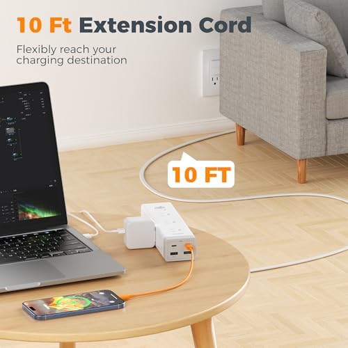TESSAN Surge Protector Power Strip with 1050J Protection, 10 Ft, Grey - Image 4