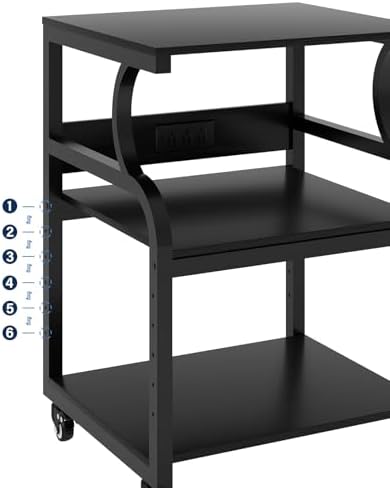 Natwind 3 Tier Large Printer Stand, 24"x20", with Charging Station,Black - Image 5