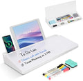 Desktop Glass Whiteboard with Storage, Desk Dry Erase White Board Stand by WALGLASS