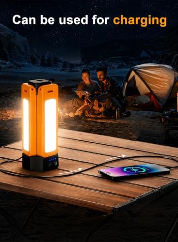 12000mAh Rechargeable LED Work Light with 74.8" Tall Stand, 2000/2500/3000 Lumens, Portable Cordless Work Light, 3000K/4500K/6000K Dimmable Camping Light with Detachable Tripod, Bag Included, Orange - Image 6
