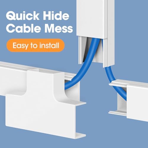 1260in Cord Hider Kit, Cord Covers for Wires on Wall, Paintable Cable Raceway, Cord Hider for Wall Mount tv, tv Cable Hider Wall kit, Wire Covers for Cords, 80X L15.75 X W0.96in X H0.57in, White - Image 4