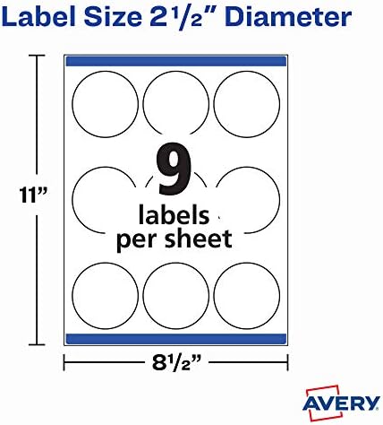 Avery Printable Blank Round Labels, 2.5" Diameter, Matte White, 225 Customizable Labels (22562) - Image 6