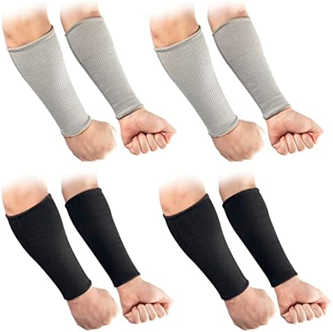 OriStout Cut Resistant Work Sleeves with Tumb Hole, Black and Grey, 4 Pairs by OriStout