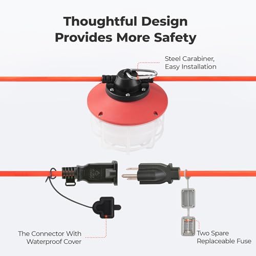100FT 150W 3Prong Temporary String Light,ETL Certified,18/3 SJTW - Image 4
