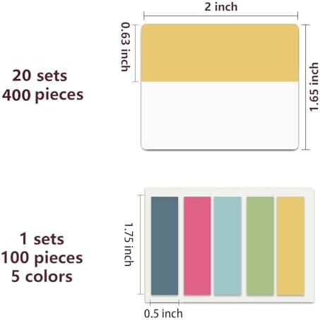 ELII 500 PCS Sticky Tabs 2 Inch Index Tabs, Colored Page Markers - Image 3