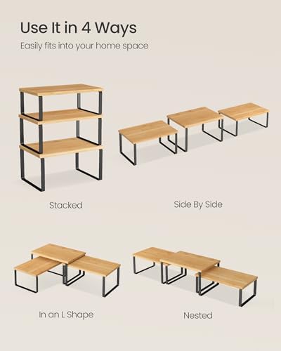 SONGMICS Cabinet Organizer Shelf, Set of 3 Spice Rack, Kitchen Storage - Image 6