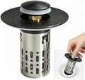 Bathroom Sink Stopper, 3 in 1 Bathroom Sink Drain Strainer Universal Pop Up Sink Stopper with Removable Hair Catcher Anti-Clog Filter Basket Brass & Stainless Steel Oil Rubbed Bronze 1 PC by Unknown