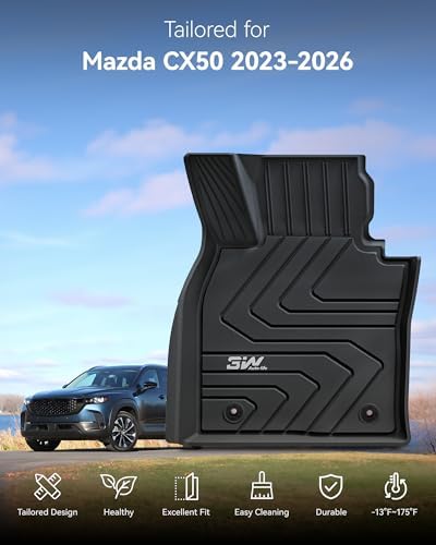 3W Floor Mats for Mazda CX-50 2023-2026, 1st & 2nd Row, All Weather TPE - Image 2