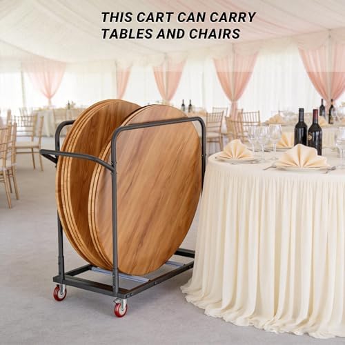 YOHKOH Drywall cart, Heavy-Duty Folding Table & Panel Cart, PU Swivel Wheels, 500 lbs Load,Carry 8-10 Table, for Party, Hotel, Garage, 46.9" W x 31" D x 45.6" H - Image 2