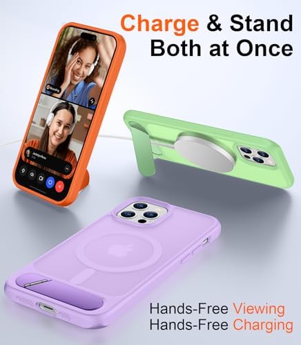 Temdan Magnetic Compatible with iPhone 12 Pro Max Case, [Built-in Invisible Kickstand][Compatible with MagSafe][Military Grade Shockproof] Slim Translucent Matte Phone Case for iPhone 12 Pro Max 6.7" - Image 2