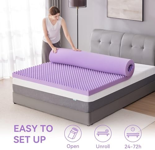 SINWEEK 2 Inch Egg Crate Memory Foam Mattress Topper Queen Size, Soft Mattress Pad for Back Pain Relief, Bed Topper, CertiPUR-US Certified - Image 6