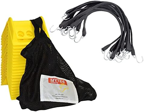 Mytee Products Corner Protector & Tarps Bungee Straps Kit - 20 Pack Yellow 4" Corner Protector & 50 Pack 21" EPDM Tarp Bungee Straps with Carrying Bag by MyteeProducts