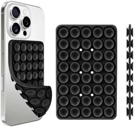 Giumel 1 Pack Black Double Sided Silicone Suction Cup Phone Case Mount, Hands-Free Strong Grip Holder for Selfies and Videos, Compatible with iPhone and Android by Giumel