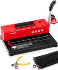 46-Hole Binding Machine Spiral Coil Binder Classic Red,DIY Book Binder Kits with Electric Coil Inserter,100pcs Comb Binding Spines,for Letter Size/A4/A5 School Office Home by Noaln