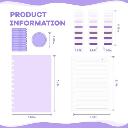 Discbound Notebook, 8-Disc Disbound Planner with Removable Pages, 180 Pages Spiral Notebook, Poly Cover Discbound Planner for Work, Travel, Note Taking(With Index Sticker),Purple,A4 - Image 2