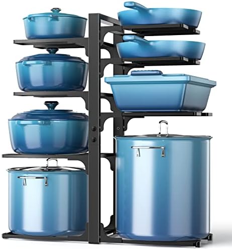 ORDORA Pots and Pans Organizer Under Cabinet 20.8", 8-Tier Adjustable Black by ORDORA