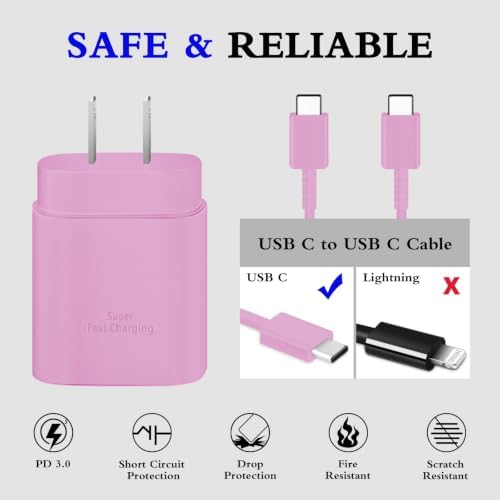 Type C Charger Fast Charging 2-Pack 25W Long 6FT USB C Cable - Image 3