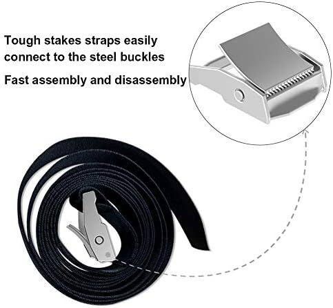 EURMAX USA 4-Pack Windproof Trampoline Stakes Anchor Kit-Steel Corkscrew Anchor,Heavy Duty Tie Down Kit with T-Hook&Reinforced Safety Straps,Secure Weatherproof Protection for Trampoline,Tent&Playset - Image 6