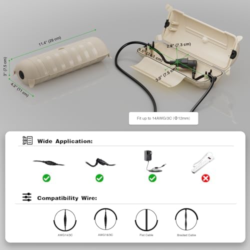 Flemoon Outdoor Extension Cord Safety Cover, IP44 Waterproof Electrical Box - Image 2