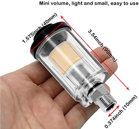 beduan Water Oil Separator Filter, 1/4" NPT Male and Female Thread Spray Gun Filters Air Compressor Fitting Compressed Black（Pack of 2） - Image 5