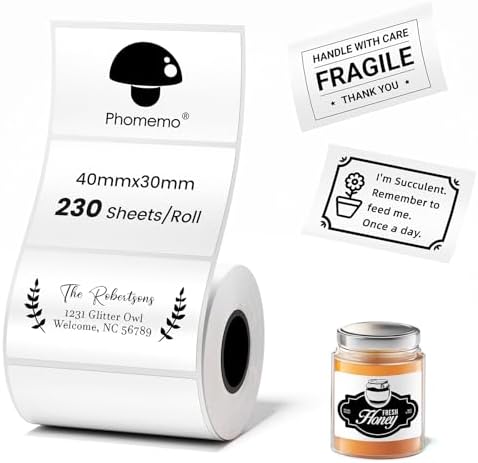 [230 pcs] Phomemo M110 Labels, 1.57'' x 1.18'' (40x30mm) by Phomemo