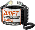 PlugSaf 16AWG 200 ft Black Extension Cord Outdoor, Long Extension Cord by PlugSaf