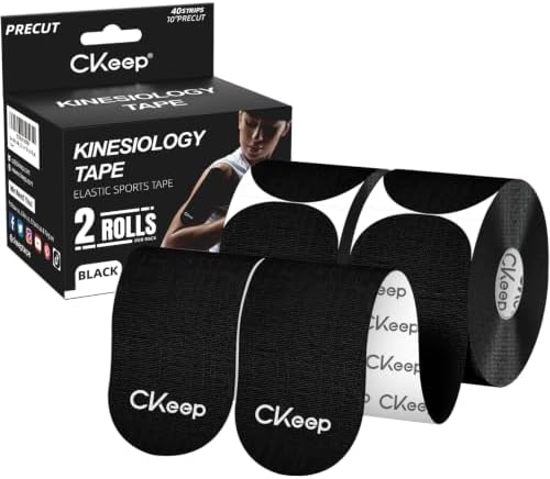 CKeep Kinesiology Tape precut Strips, 40 Count Elastic k Tape, Black by Createabetterworldwiththegreateststrength