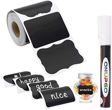 ONUPGO Chalkboard Labels-180pcs Waterproof Reusable Blackboard Stickers with 1 Liquid Chalk Marker for Mason Jars, Parties Decoration, Craft Rooms, Weddings, Storage, Organize Your Home & Kitchen - Image 2