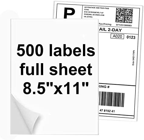 500 Full Sheet Stickers, 8.5" x 11", 500 Labels by NefLaca