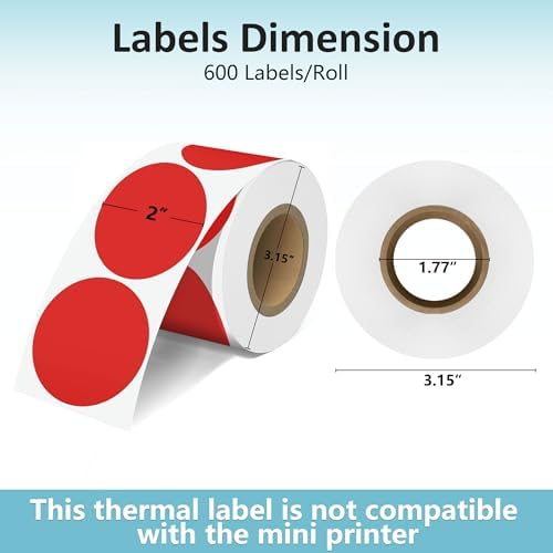 JOYIT 2" Red Thermal Labels - 600pcs Round Printer Labels - Image 2