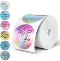 2-Inch Round Holographic Thermal Sticker Labels, with Rainbow Wave and Glitter Deign, Suitable for Every Tags, Custom DIY Logo Applications, 6 Colors (300Pcs/Roll) by FLYQGGO