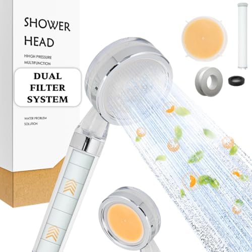 Filtered Shower Head for Hard Water - High Pressure, Removes Chlorine & Impurities - Vitamin C & PP Dual Filter for Dry Skin & Hair - Handheld Spa System, Clear by ELARIV