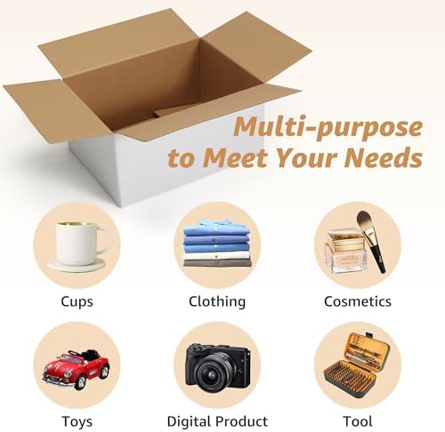EXYGLO 15 Pack 12x9x6 Shipping Boxes for Small Business, White Corrugated Cardboard Small Box for Packaging, Moving, Mailing, and Storing - Image 5