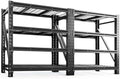 Romorgniz 51.6" W Garage Shelving 3000LBS Heavy Duty Storage Shelves Adjustable Industrial Shelving Large Metal Shelves for Garage Warehouse Basement Shop, 51.6" W x 17.8" D x 72" H, Black, 2PC by Romorgniz