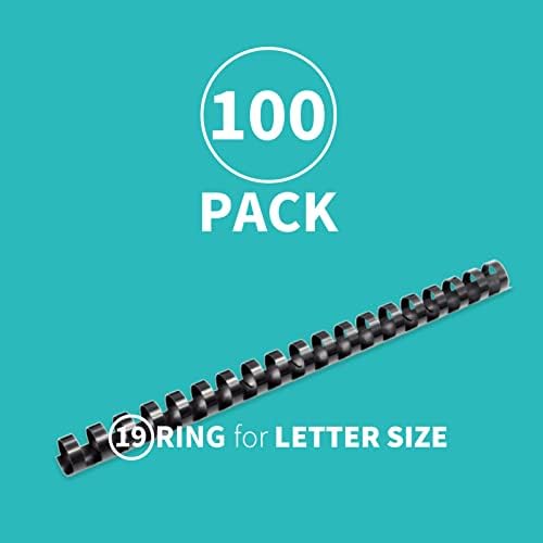 Binditek Plastic Binding Comb Spines, 5/8 Inch, 19 Ring, Black, 100 Pack - Image 2