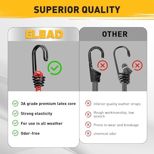 30-Piece 12" 18" 24" Elastic Bungee Cords with Hooks: Bungee Cords Heavy Duty Outdoor, Bungie Cord Bundle Assortment with Metal Hook, Bungee Straps for Kayaking, Camping, Garage Storage - Image 3