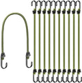 18" Green Bungee Cords with Hooks: 10 Pcs Bungee Cords Heavy Duty Outdoor, Bungie Cord Bundle Assortment with Metal Hook, Bungee Straps for Kayaking, Camping, Garage Storage by ELEAD