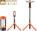 VEVOR LED Work Light with Stand, 13.2Ah, Rechargeable Cordless Camping Light, with 3 Lamp Heads, Detachable Tripod Stand, 2200 Lumens 3000K-6500K Dimmable, Portable Construction Lighting for Job Site by VEVOR