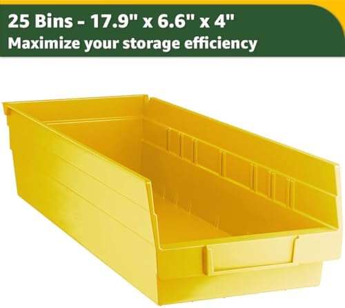 18" x 36" x 74" Heavy-Duty Commercial Chrome Shelving Unit with 25 Yellow Storage Bins - Metal Wire Utility Shelf for Tool, Office, Garage, and Warehouse Organization - Durable Storage Cabinet - Image 3