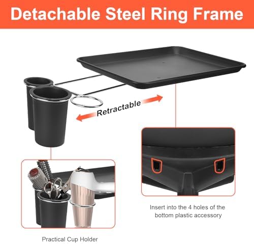 Salon Tray Cart on Wheels, Aluminum Tattoo Tray with Storage Platform, Adjustable Height Service Rolling Tray, Storage Tray Accessory for Salon Spa Dental Use, Rolling Tray Cart - Image 3