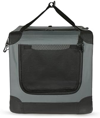 Amazon Basics 4-Door Portable Folding Soft Dog Crate, Collapsible Travel Kennel for Cat, Dog, and Other Small Animals, Pop Up with Easy Transportation, Grey, M 30" x 21" x 21" - Image 5